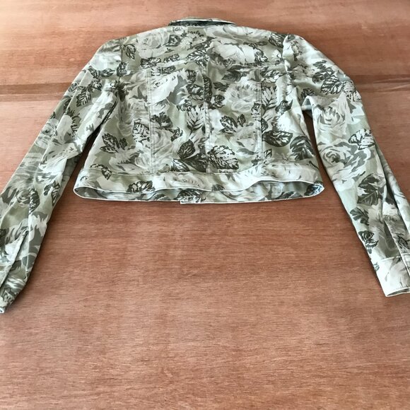 Derek Lam 10 Crosby Chloe Floral Cropped Cargo Jacket Women 4 Green Floral 17871 - Picture 2 of 13